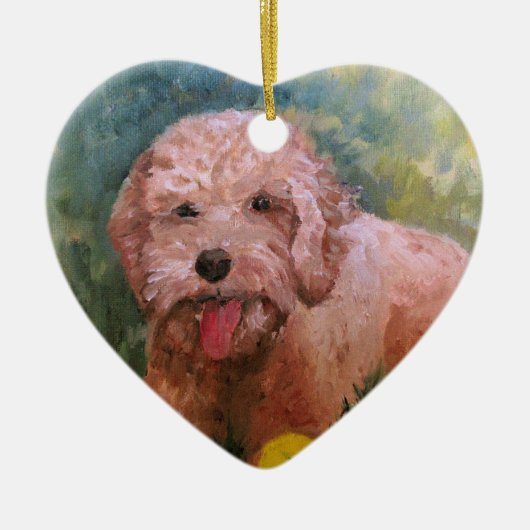 私は私の犬Oranament Goldendoodle /Labradoodleを愛します。 セラミックオーナメント (正面)