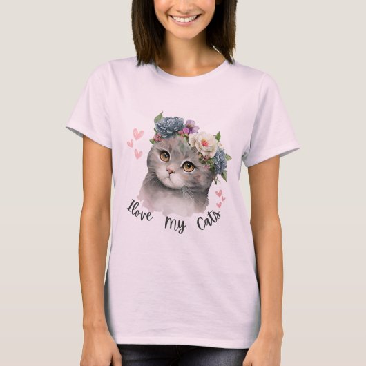 私は私の猫が大好きです Tシャツ (正面)