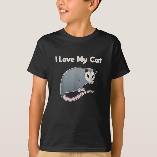 私は私の猫のオポッサムが大好おもしろいき Tシャツ (正面)