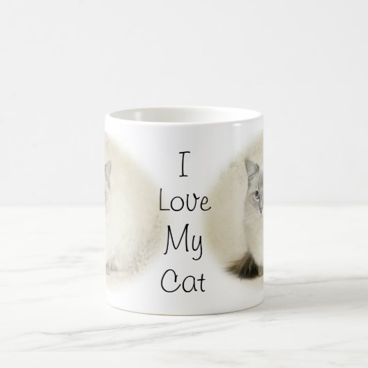 私は私の猫のマグを愛します コーヒーマグカップ (中央)