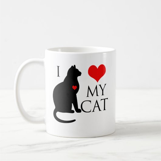 私は私の猫を愛します コーヒーマグカップ (左)
