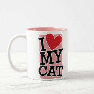 私は私の猫を愛します ツートーンマグカップ