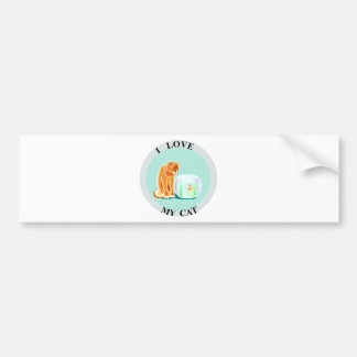 私は私の猫を愛します! バンパーステッカー