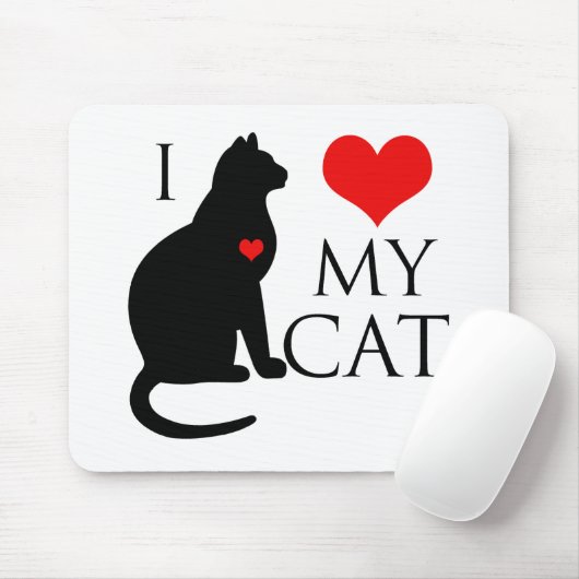 私は私の猫を愛します マウスパッド (マウス)