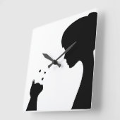 私は私の猫-柱時計--を愛します スクエア壁時計 (傾斜)