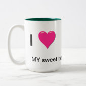私は私の甘い茶マグを愛します ツートーンマグカップ (左)