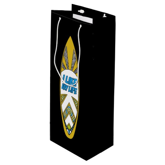 私は私の生命サーフボードのギフトバッグを好みます ワインギフトバッグ (正面アングル)