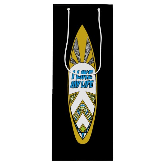 私は私の生命サーフボードのギフトバッグを好みます ワインギフトバッグ (正面)