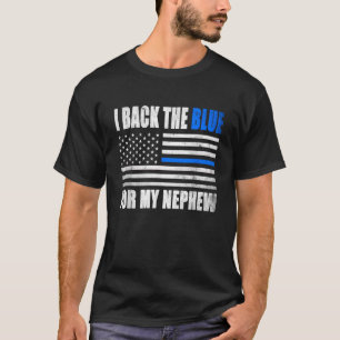 私は私の甥の薄いブルーラインポリックのための青を戻す Tシャツ