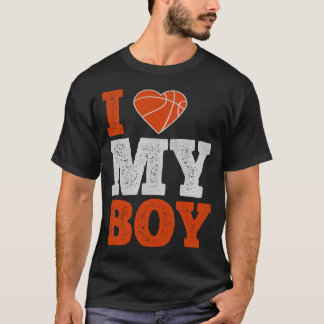 私は私の男の子を愛して – バスケットボールギフト男女性 Tシャツ
