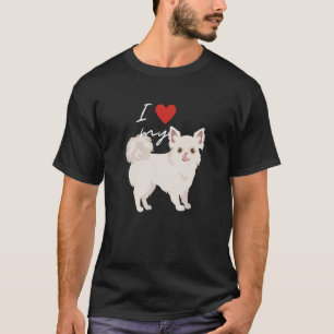 私は私の白い龍髪のチワワ犬が大好き Tシャツ