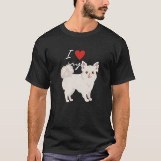 私は私の白い龍髪のチワワ犬が大好き Tシャツ