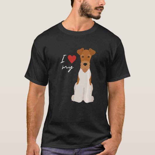 私は私の白とタンキツネテリアドッグが大好き Tシャツ (正面)