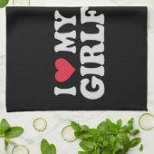 私は私の短いGF女の子の男の子カップルのバレンタインデーが大好き キッチンタオル (折り畳み)