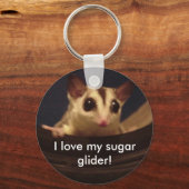 私は私の砂糖滑空機が大好き!キーチェーン キーホルダー (正面)