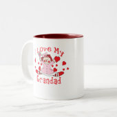 私は私の祖父の縫いぐるみ人形及びハートを愛します ツートーンマグカップ (正面左)