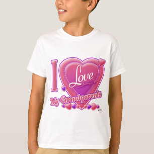 私は私の祖父母ピンク/紫が大好き – ハート Tシャツ