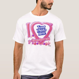 私は私の祖父母ピンク/紫のハートが大好き – 写真 Tシャツ