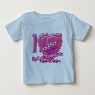 私は私の祖父母素晴らしピンク/紫が大好き – ハート ベビーTシャツ