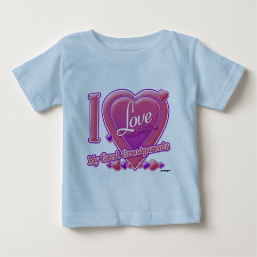 私は私の祖父母素晴らしピンク/紫が大好き – ハート ベビーTシャツ (正面)