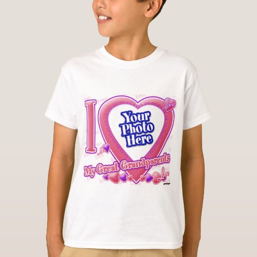 私は私の祖父母素晴らしピンク/紫が大好き – 写真 Tシャツ (正面)