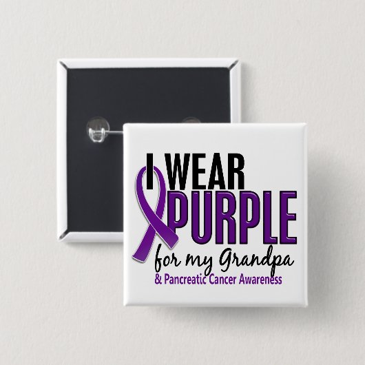 私は私の祖父10の膵臓癌のための紫色を身に着けています 缶バッジ (正面&裏面)