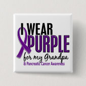 私は私の祖父10の膵臓癌のための紫色を身に着けています 缶バッジ (正面)