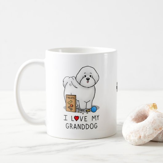 私は私の祖犬のBichonフリーズ犬が大好き – 祖父母 コーヒーマグカップ (ドーナツ)