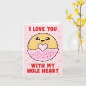 私は私の穴のハートであなたを愛している – かわいいドーナツカード カード (黄色い花)