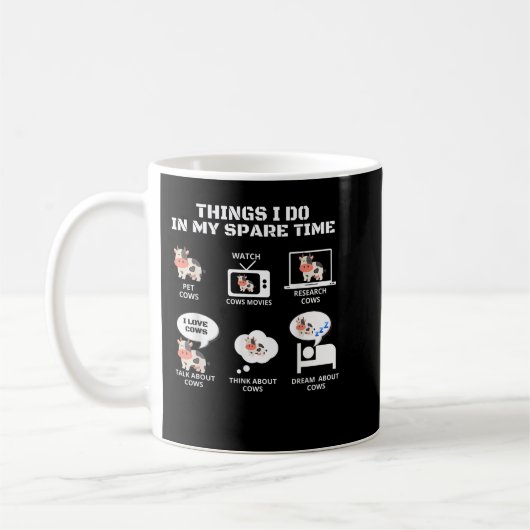 私は私の空き時間で6つの事をおもしろい農家cow lo コーヒーマグカップ (左)