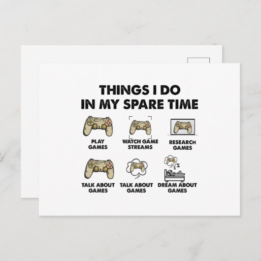 私は私の空き時間のゲームのゲーマーで行うこと ポストカード (正面/裏面)