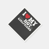 私は私の精神病ガールフレンドおもしろいが大好きハート スタンダードカクテルナプキン (角)