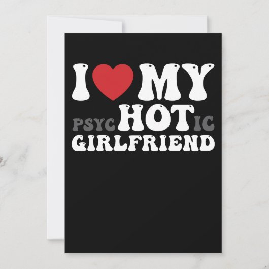 私は私の精神病ガールフレンドおもしろいが大好きハート 招待状 (正面)