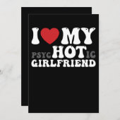 私は私の精神病ガールフレンドおもしろいが大好きハート 招待状 (正面/裏面)
