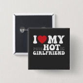 私は私の精神病ガールフレンドおもしろいが大好きハート 缶バッジ (正面&裏面)