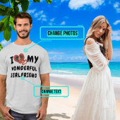 私は私の素晴らしいガールフレンドのダブルハート Tシャツ