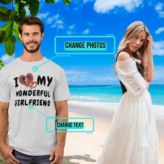 私は私の素晴らしいガールフレンドのダブルハート Tシャツ