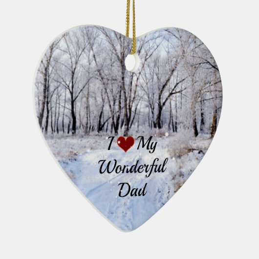私は私の素晴らしいパパが大好き – 雪の冬の日セラミック セラミックオーナメント (右)