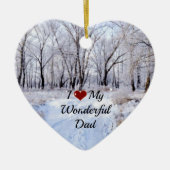 私は私の素晴らしいパパが大好き – 雪の冬の日セラミック セラミックオーナメント (正面)