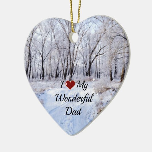 私は私の素晴らしいパパが大好き – 雪の冬の日セラミック セラミックオーナメント (左)