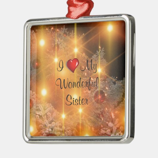 私は私の素晴らしい妹を愛している メタルオーナメント (左)