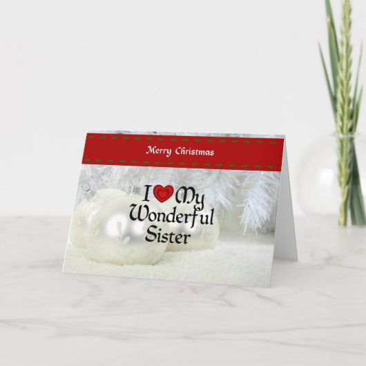 私は私の素晴らしい妹、白いクリスマスが大好き シーズンカード (正面)