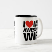 私は私の素晴らしい妻のマグを愛します ツートーンマグカップ (正面右)