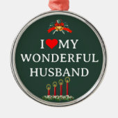 私は私の素晴らしい妻、クリスマスが大好き。 メタルオーナメント (正面)