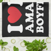 私は私の素晴らしい彼氏を愛する私の熱いBfハート キッチンタオル (折り畳み)