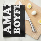 私は私の素晴らしい彼氏を愛する私の熱いBfハート キッチンタオル (四つ折り)