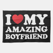 私は私の素晴らしい彼氏を愛する私の熱いBfハート キッチンタオル (横)