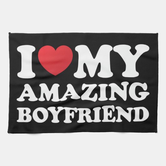私は私の素晴らしい彼氏を愛する私の熱いBfハート キッチンタオル (横)