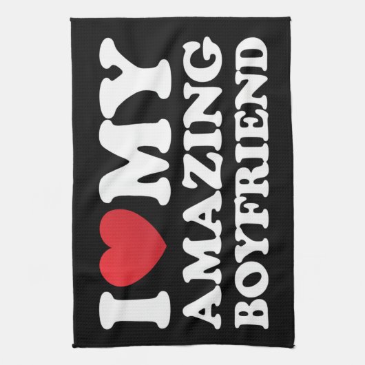 私は私の素晴らしい彼氏を愛する私の熱いBfハート キッチンタオル (縦)