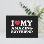私は私の素晴らしい彼氏を愛する私の熱いBfハート サンキューカード (スタンド正面)